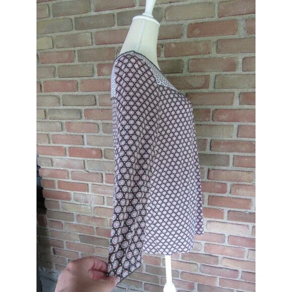 Boden Natasha Jersey Top Womens Size 8 Star Print 3/4 Sleeve Crewneck Stretch - Picture 12 of 16